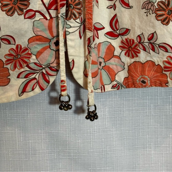 Roberta Freymann 100% Cotton Floral Blouse Size L - Picture 4 of 10